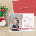 Lieber Jesus Foto Weihnachtskarte<br><div class="desc">Das süße Gebet und der Geburtstag eines ungeduldigen Kindes wünschen Jesus,  handgeschrieben in der Stille.</div>