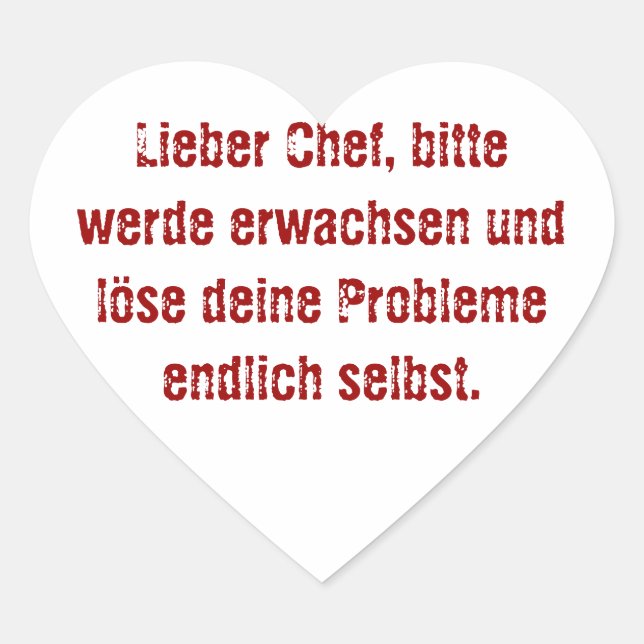 "Lieber Koch, bitte." Herz-Aufkleber (Vorderseite)