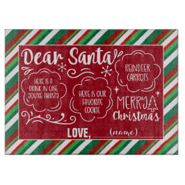 Lieber Santa Cookie & Milk Tray Roter Hintergrund Schneidebrett
