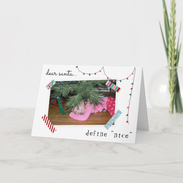 Lieber Santa Definition Nice Foto Funny Christmas Karte (Vorderseite)