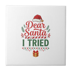 Lieber Santa hat Weihnachtsmütze Geschenkbox auspr Fliese