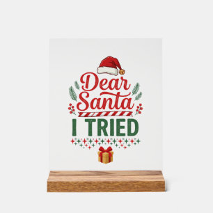 Lieber Santa hat Weihnachtsmütze Geschenkbox probi Acrylschild
