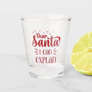 Lieber Santa I kann Weihnachtstypografie erklären Schnapsglas