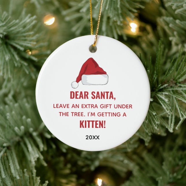 Lieber Santa New Kitten Personalisiert Cat Adoptio Keramik Ornament (Baum)