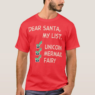 Lieber Santa Unicorn Meerjungfrau Fairy Weihnachte T-Shirt