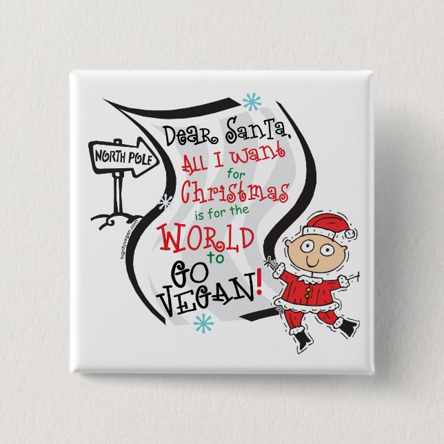 Lieber Santa Vegan Wish Button (Vorderseite)
