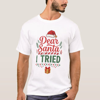 Lieber Santa Versuch Weihnachtsmütze Geschenkbox T-Shirt