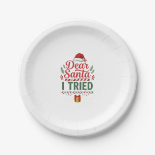 Lieber Santa versuchte Weihnachtsmütze Geschenkbox Pappteller
