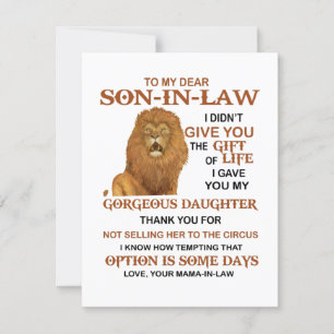 Lieber Schwiegersohn, ich gab dir meine wunderschö Einladung