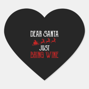 Lieber Weihnachten bringen Sie etwas Wein Herz-Aufkleber