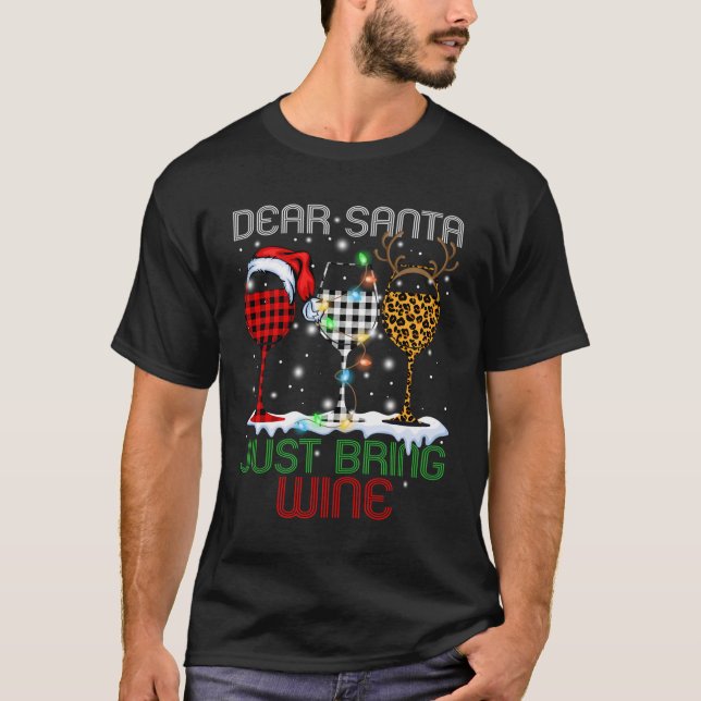 Lieber Weihnachten Bringen Sie Karierten Leopard W T-Shirt (Vorderseite)