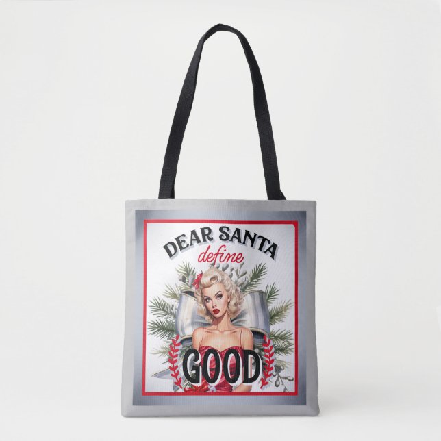 Lieber Weihnachten gutes Retro Pinup definieren Tasche (Vorderseite)