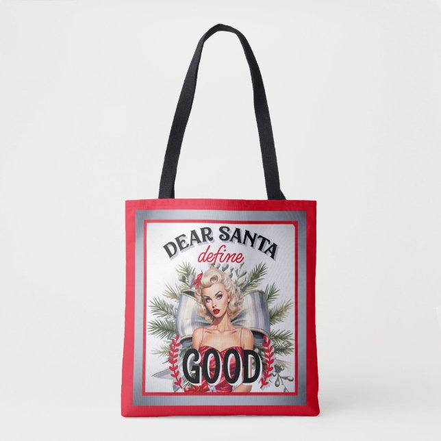 Lieber Weihnachten gutes Retro Pinup definieren Tasche (Vorderseite)