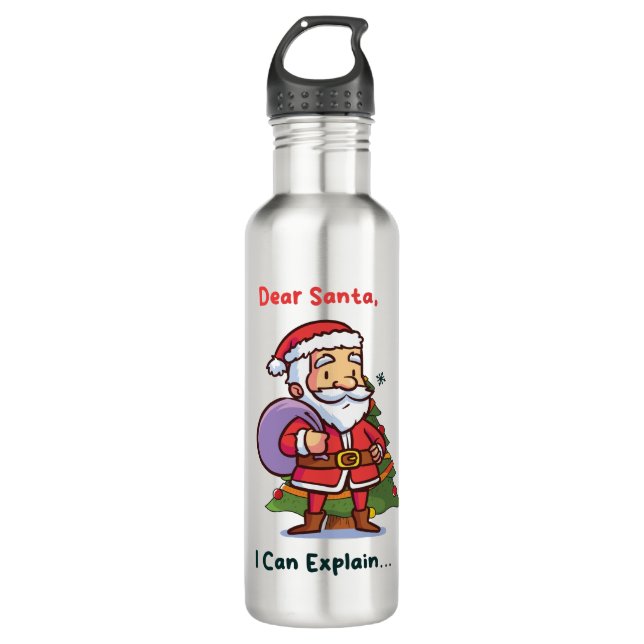Lieber Weihnachten, ich kann erklären - Funny Chri Edelstahlflasche (Vorderseite)