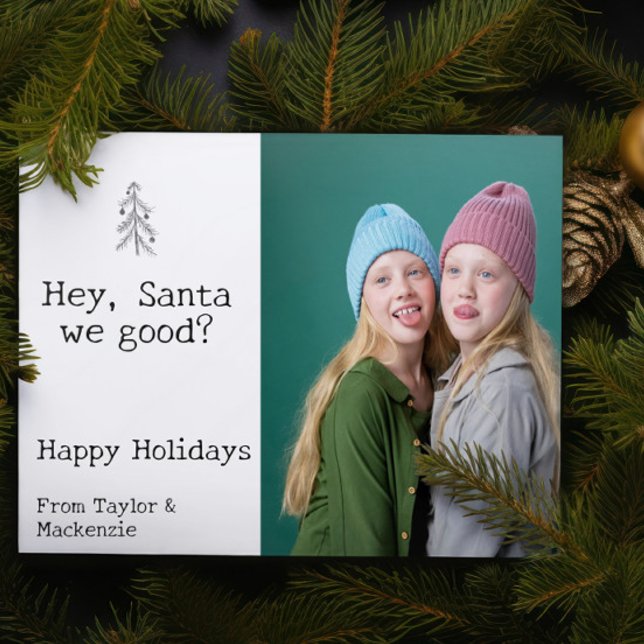 Lieber Weihnachten wir gute Weihnachten Personalis (Dear Santa we good Christmas Personalized Holiday Card by Ricaso A fun greetings card with humor)