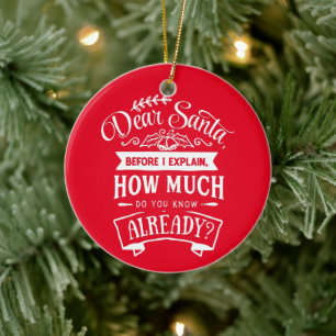 Lieber Weihnachtsmann, bevor ich das Weihnachtsang Keramik Ornament