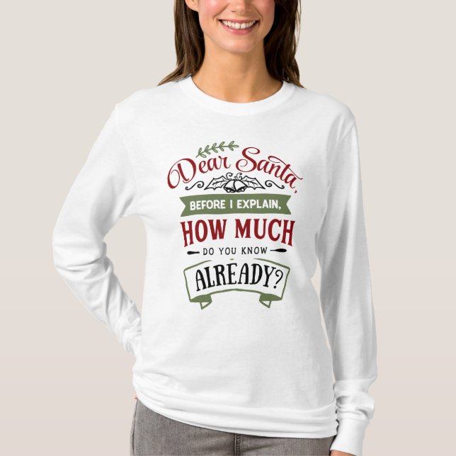 Lieber Weihnachtsmann, bevor ich ein lustiges Weih T-Shirt (Vorderseite)