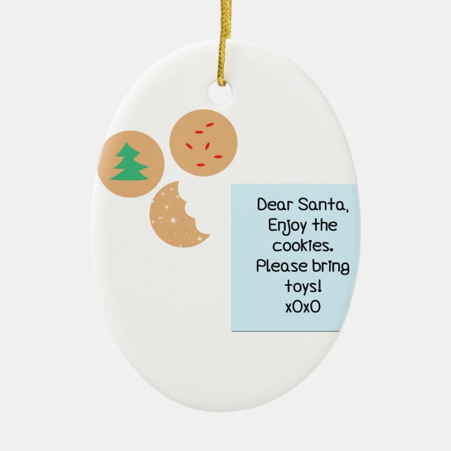 Lieber Weihnachtsmann - Bitte Spielzeug mitbringen Keramikornament (Vorne)