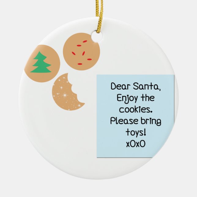 Lieber Weihnachtsmann - Bitte Spielzeug mitbringen Keramikornament (Vorne)
