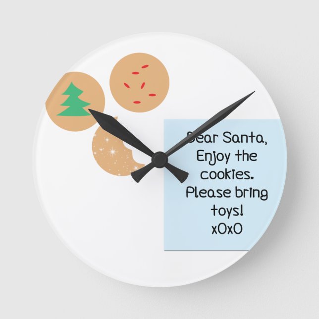 Lieber Weihnachtsmann - Bitte Spielzeug mitbringen Runde Wanduhr (Vorderseite)