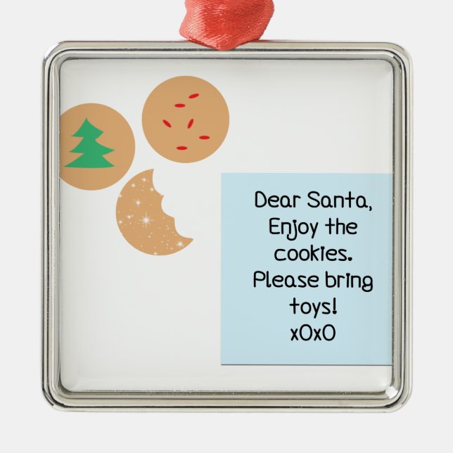 Lieber Weihnachtsmann - Bitte Spielzeug mitbringen Silbernes Ornament (Vorne)