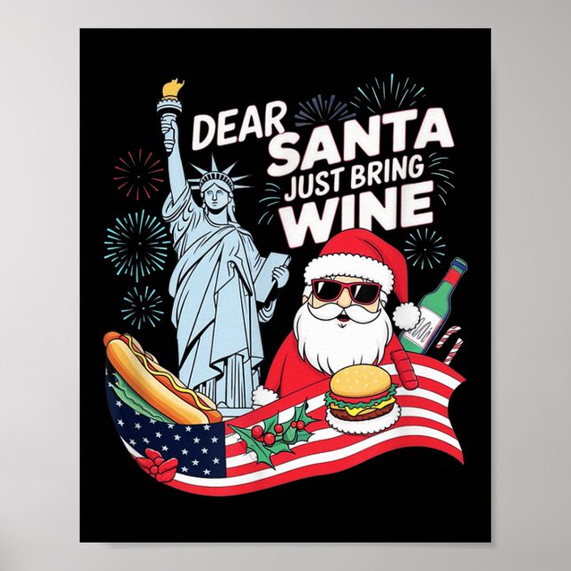 Lieber Weihnachtsmann bring einfach Wein zu Weihna Poster (Vorne)