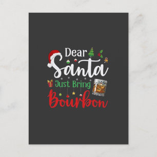 Lieber Weihnachtsmann bringen Bourbon trinken Weih Einladungspostkarte