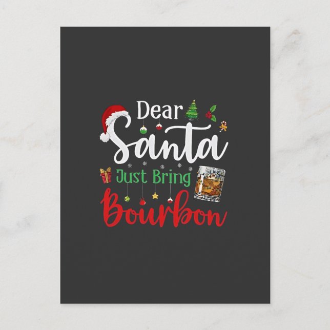 Lieber Weihnachtsmann bringen Bourbon trinken Weih Einladungspostkarte (Vorderseite)