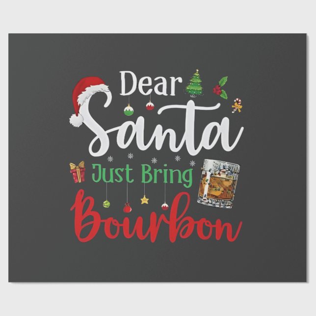 Lieber Weihnachtsmann bringen Bourbon trinken Weih Geschenkpapier (Flach)