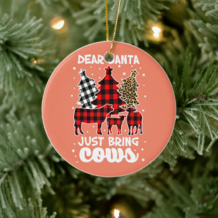 Lieber Weihnachtsmann bringen Kühe Weihnachtsbüffe Keramik Ornament