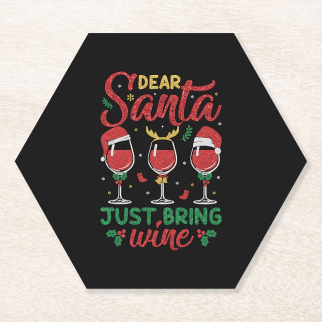 Lieber Weihnachtsmann bringen Wein Untersetzer (Vorderseite)