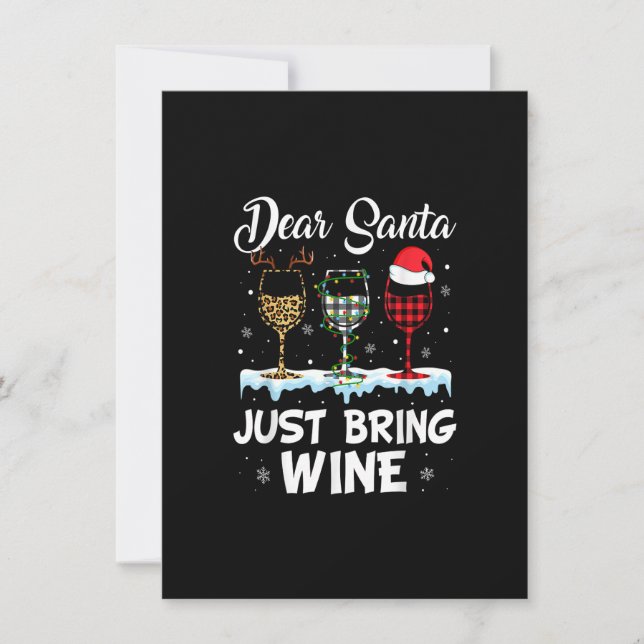 Lieber Weihnachtsmann bringen Weinleopard Weihnach Einladung (Vorderseite)