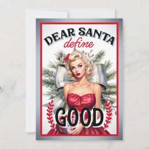 Lieber Weihnachtsmann Definiere Gute Retro Pinup Dankeskarte