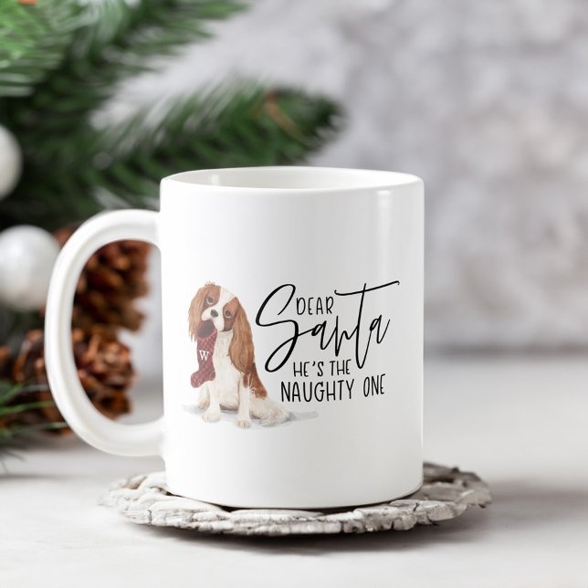Lieber Weihnachtsmann, er ist der schmutzige Einhe Kaffeetasse (Dear Santa He's The Naughty One Cavalier Spaniel Coffee Mug)