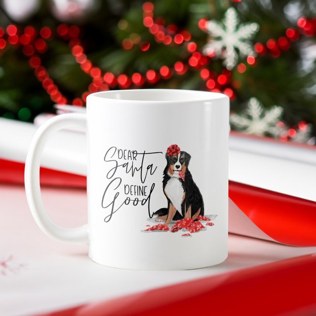 Lieber Weihnachtsmann Gute Wasserfarbe für den Hun Kaffeetasse (Dear Santa Define Good Naughty Dog Watercolor Coffee Mug)
