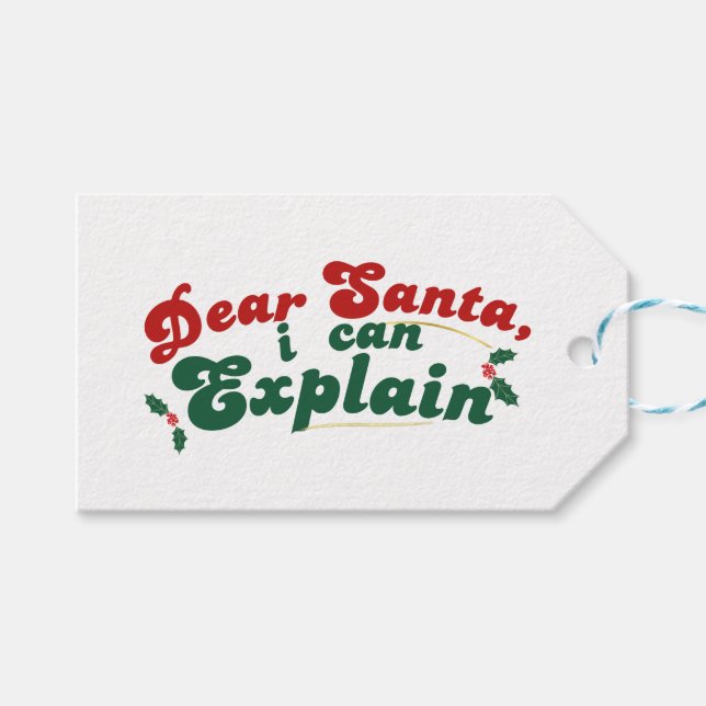 Lieber Weihnachtsmann, ich kann erklären - Whimsik Geschenkanhänger (Vorderseite (Horizontal))