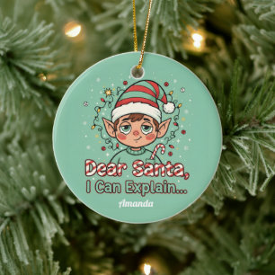 Lieber Weihnachtsmann, ich kann es erklären Lustig Keramik Ornament