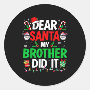 Lieber Weihnachtsmann Mein Bruder Hat Es Getan Lus Runder Aufkleber