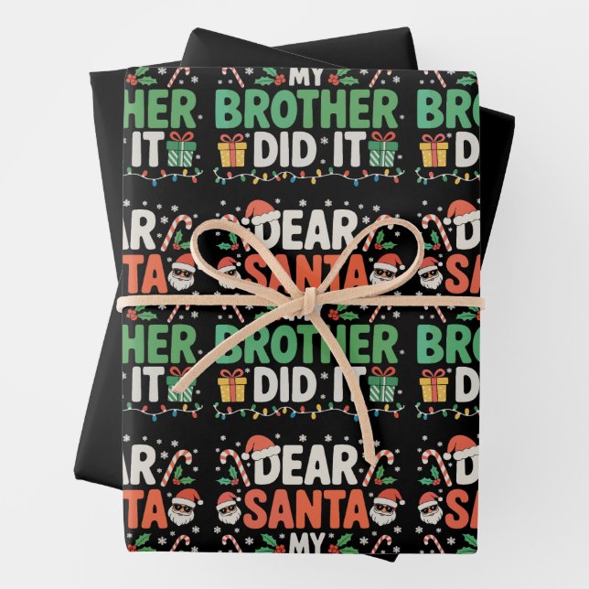 Lieber Weihnachtsmann, mein Bruder hat Weihnachten Geschenkpapier Set (Beispiel)