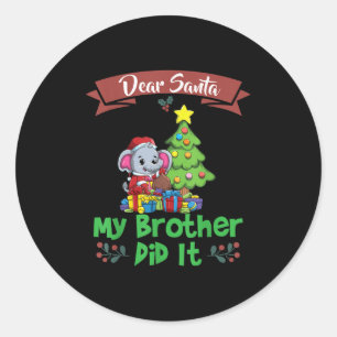Lieber Weihnachtsmann, mein Bruder war's, Geschwis Runder Aufkleber