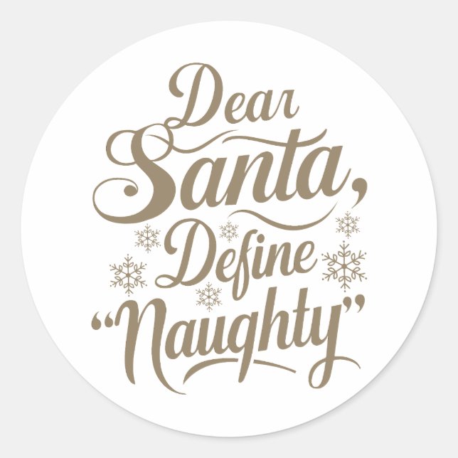 Lieber Weihnachtsmann Naughty Aufkleber definieren (Vorderseite)