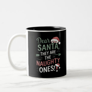 Lieber Weihnachtsmann, sie sind die unartigen, Wei Zweifarbige Tasse