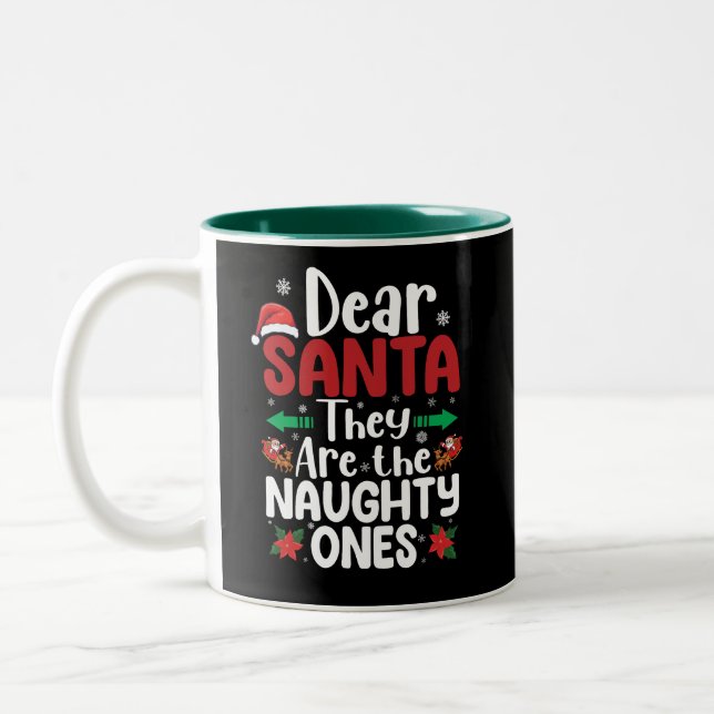 Lieber Weihnachtsmann, sie sind schmutzig, Weihnac Zweifarbige Tasse (Links)