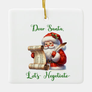 Lieber Weihnachtsmann verhandeln über Weihnachtssc Keramikornament