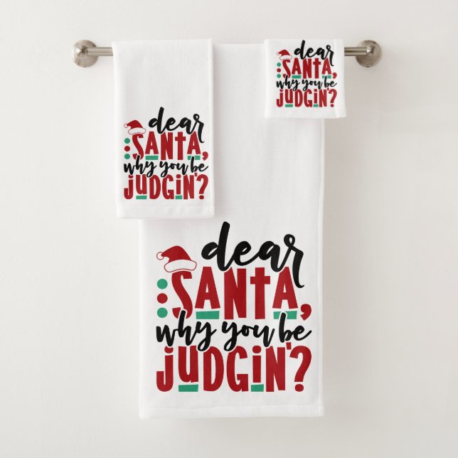 Lieber Weihnachtsmann, warum du urteilst | Spaß We Badhandtuch Set (Insitu)