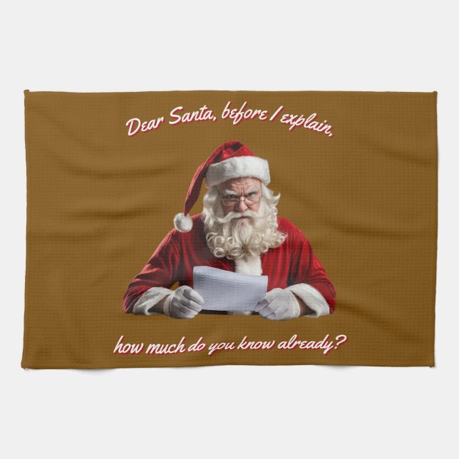 Lieber Weihnachtsmann... Weihnachtsmann, Weihnacht Geschirrtuch (Horizontal)