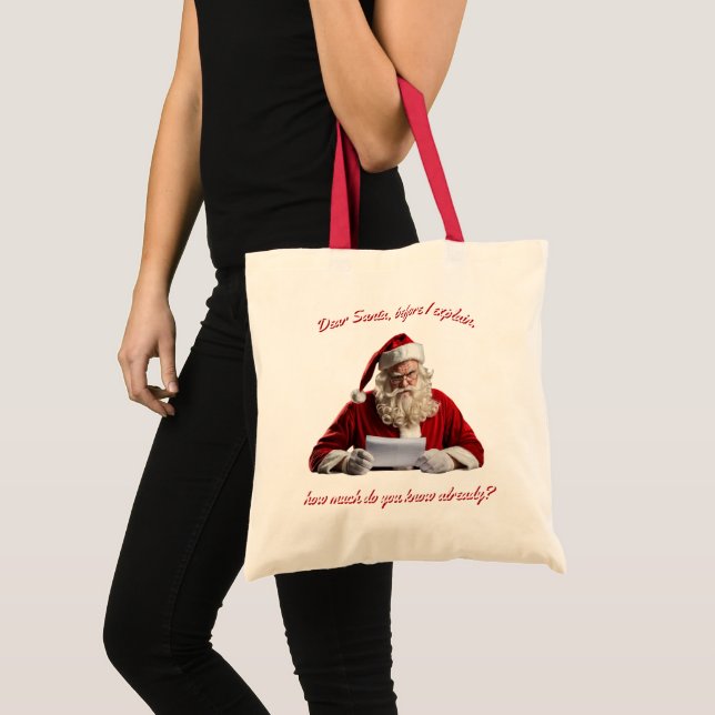 Lieber Weihnachtsmann... Weihnachtsmann, Weihnacht Tragetasche (Vorderseite (Produkt))