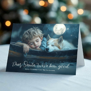 Lieber Weihnachtsmann Wir waren brav Familienfoto Feiertagskarte
