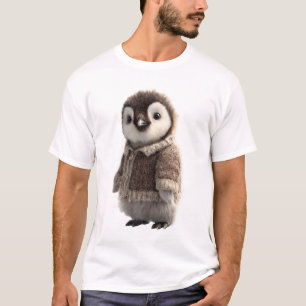 Liebes Baby-Pinguin mit einem kuscheligen braunen T-Shirt