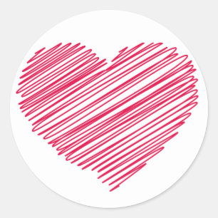 Liebes-Doodle-Herz Rot Rosa Aufkleber / Siegel